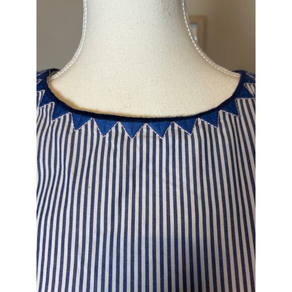 Vineyard Vines | Blue/White "Sarah Striped" Embroidered Trimmed Shift Dress | 2 - Picture 6 of 17